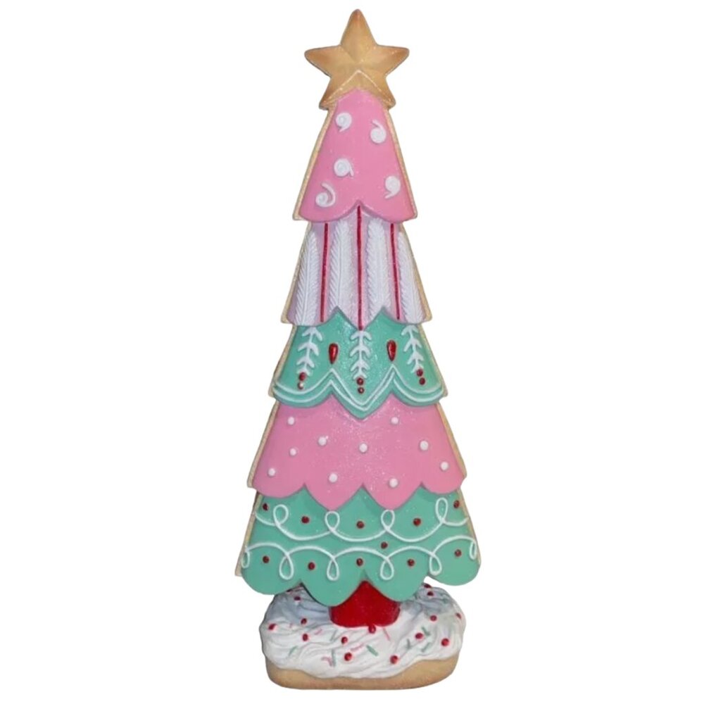 Pink Green Tiered Sprinkles Icing Sugar 15" Resin CHRISTMAS TREE New NWT